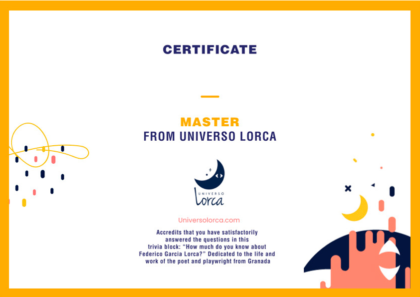 Certificate Master Universe Lorca