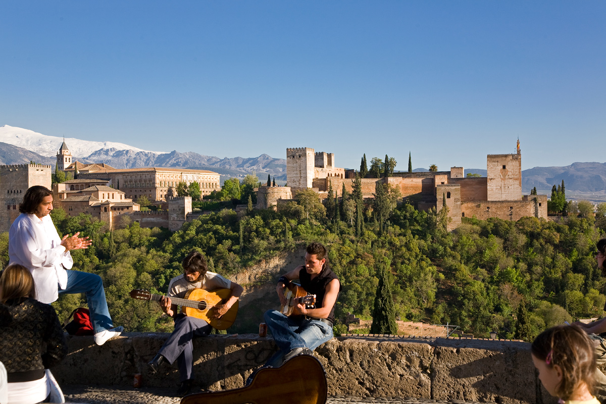 San Nicolás Viewpoint, in the Albaycín district, offers excellent views of the Alhambra.